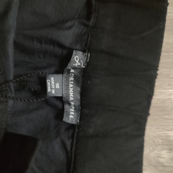 New Adrianna Papell Black Wide-Leg Pants with White Geometric Pattern - Picture 4 of 5